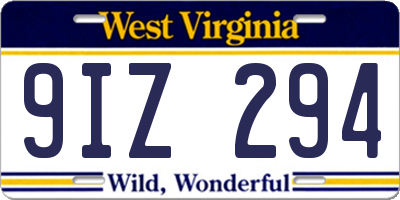 WV license plate 9IZ294