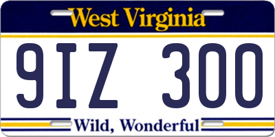 WV license plate 9IZ300