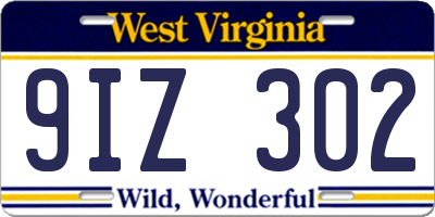 WV license plate 9IZ302
