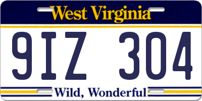 WV license plate 9IZ304