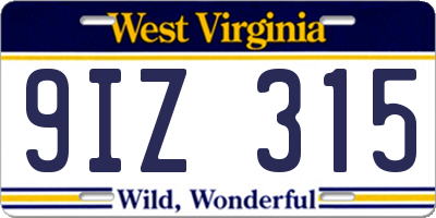 WV license plate 9IZ315