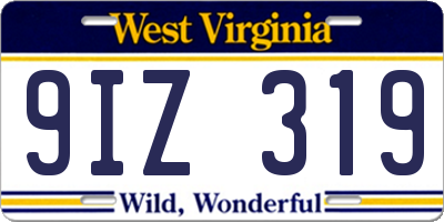 WV license plate 9IZ319