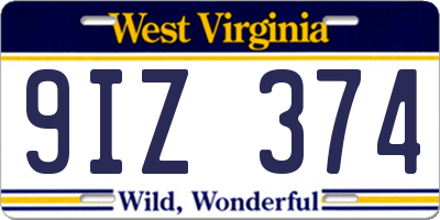 WV license plate 9IZ374
