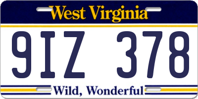 WV license plate 9IZ378