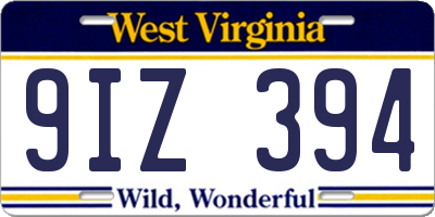 WV license plate 9IZ394