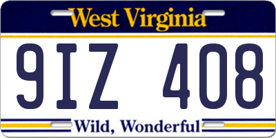 WV license plate 9IZ408