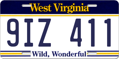 WV license plate 9IZ411