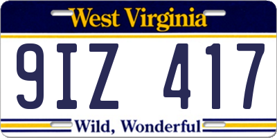 WV license plate 9IZ417