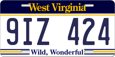 WV license plate 9IZ424