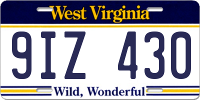 WV license plate 9IZ430