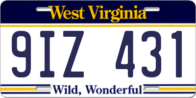 WV license plate 9IZ431