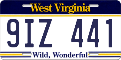 WV license plate 9IZ441
