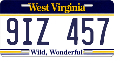 WV license plate 9IZ457