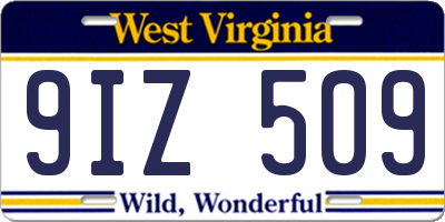WV license plate 9IZ509