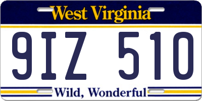 WV license plate 9IZ510