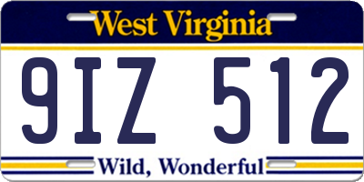 WV license plate 9IZ512