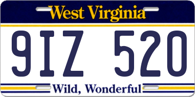 WV license plate 9IZ520