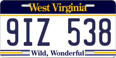 WV license plate 9IZ538