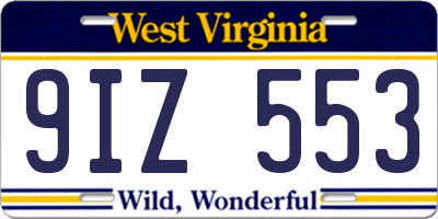 WV license plate 9IZ553