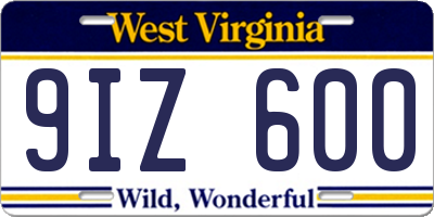 WV license plate 9IZ600