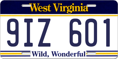WV license plate 9IZ601