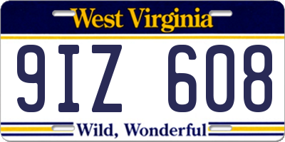 WV license plate 9IZ608