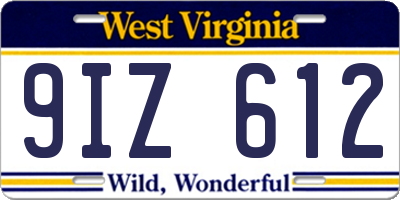 WV license plate 9IZ612