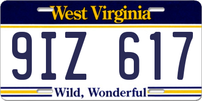 WV license plate 9IZ617