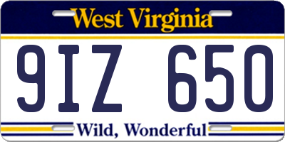 WV license plate 9IZ650