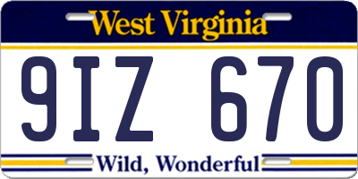 WV license plate 9IZ670