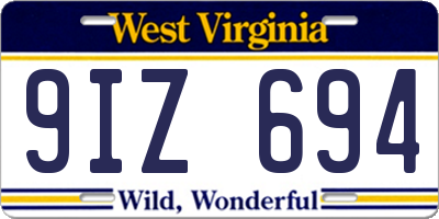 WV license plate 9IZ694