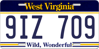 WV license plate 9IZ709
