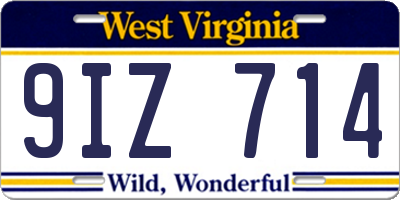 WV license plate 9IZ714
