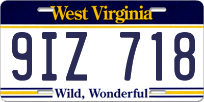 WV license plate 9IZ718