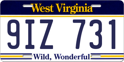 WV license plate 9IZ731