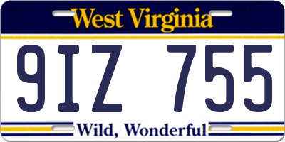 WV license plate 9IZ755