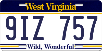 WV license plate 9IZ757
