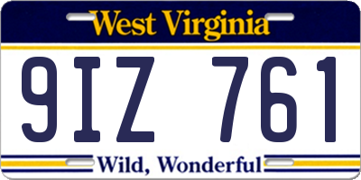 WV license plate 9IZ761