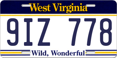 WV license plate 9IZ778