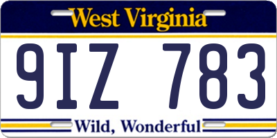 WV license plate 9IZ783