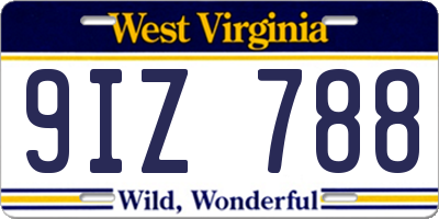 WV license plate 9IZ788