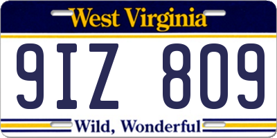 WV license plate 9IZ809
