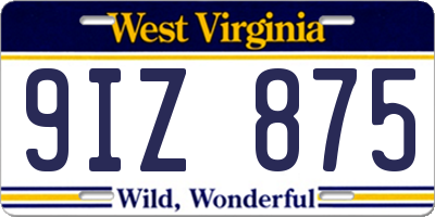 WV license plate 9IZ875