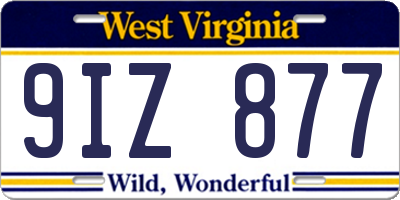 WV license plate 9IZ877
