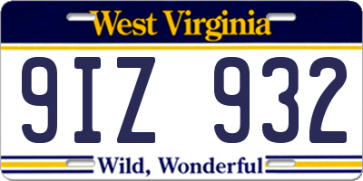 WV license plate 9IZ932