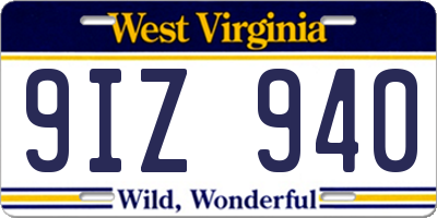WV license plate 9IZ940
