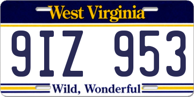 WV license plate 9IZ953