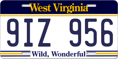 WV license plate 9IZ956