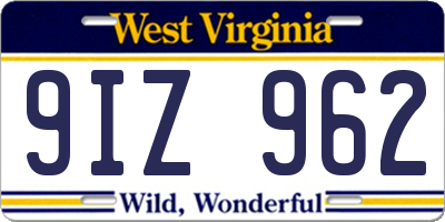 WV license plate 9IZ962
