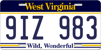 WV license plate 9IZ983